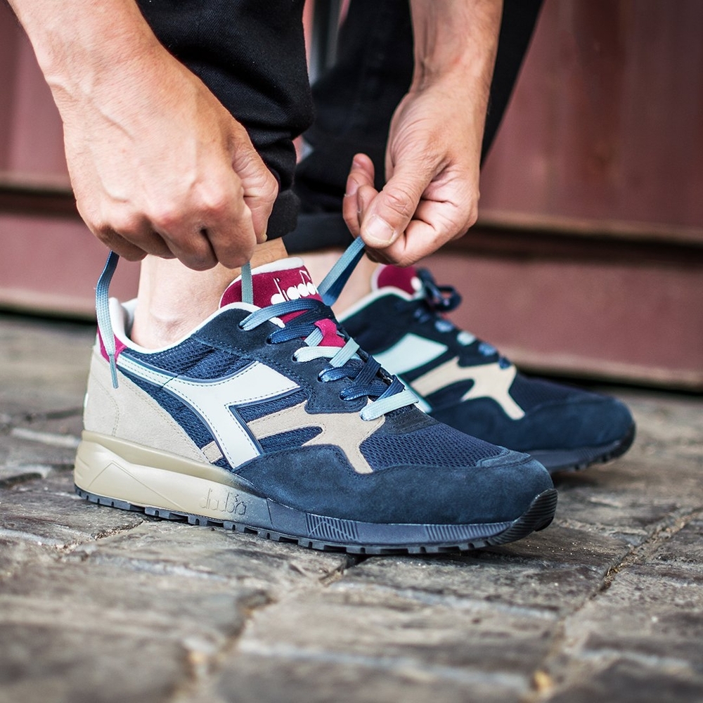 Diadora Navy And Beige Athletic Shoes